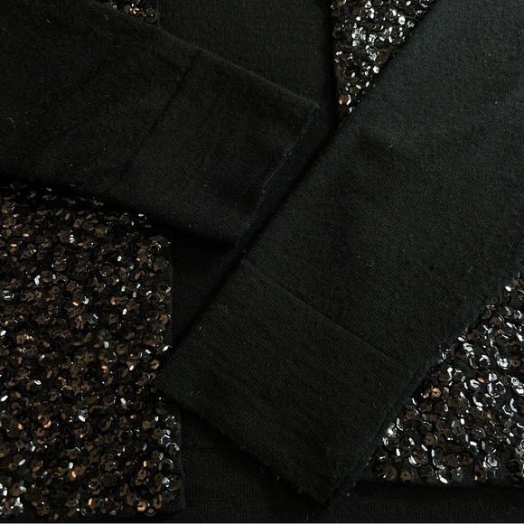 J. Crew Women's Sequined Merino Wool Size Large Black Holiday Sweater - Picture 5 of 10